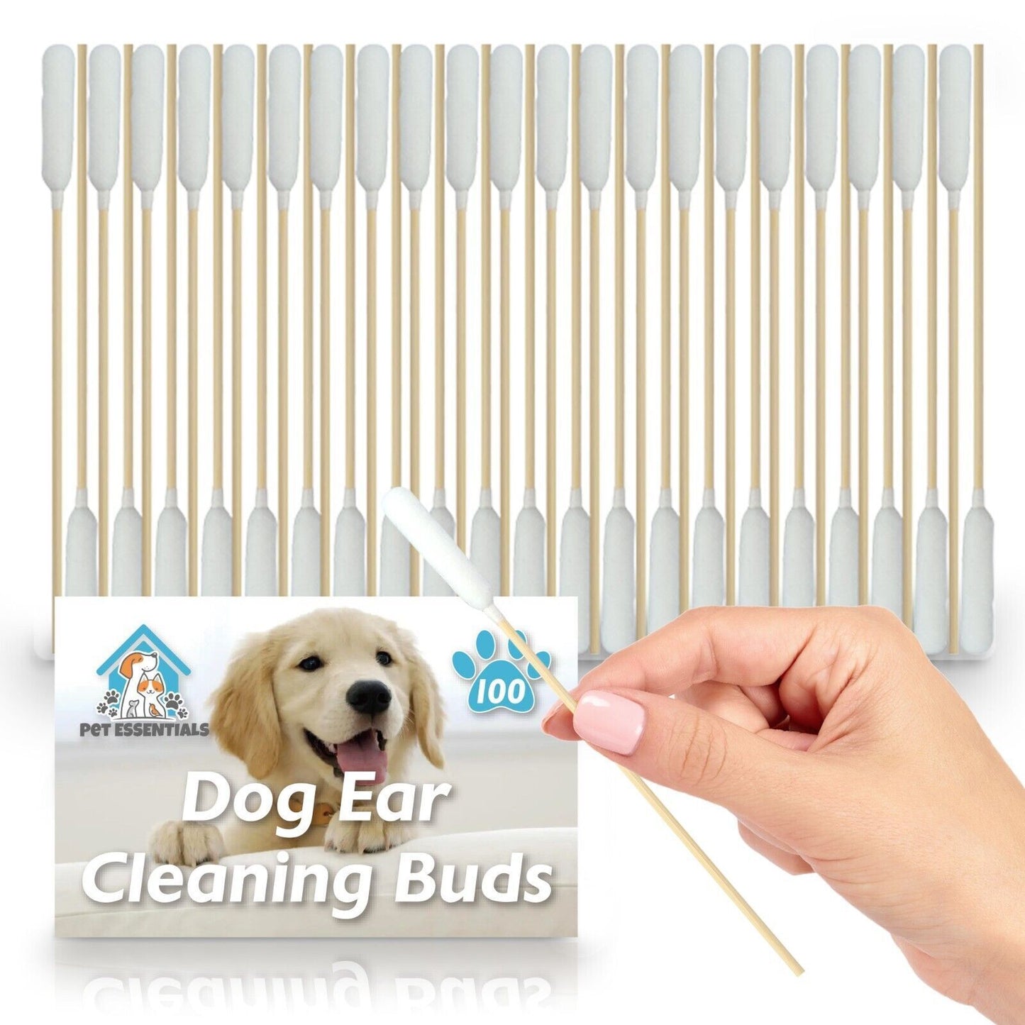 Extra Large Cotton Buds for Dog Ear Cleaning - 100-200 Pack, 15cm Long, Bamboo Material