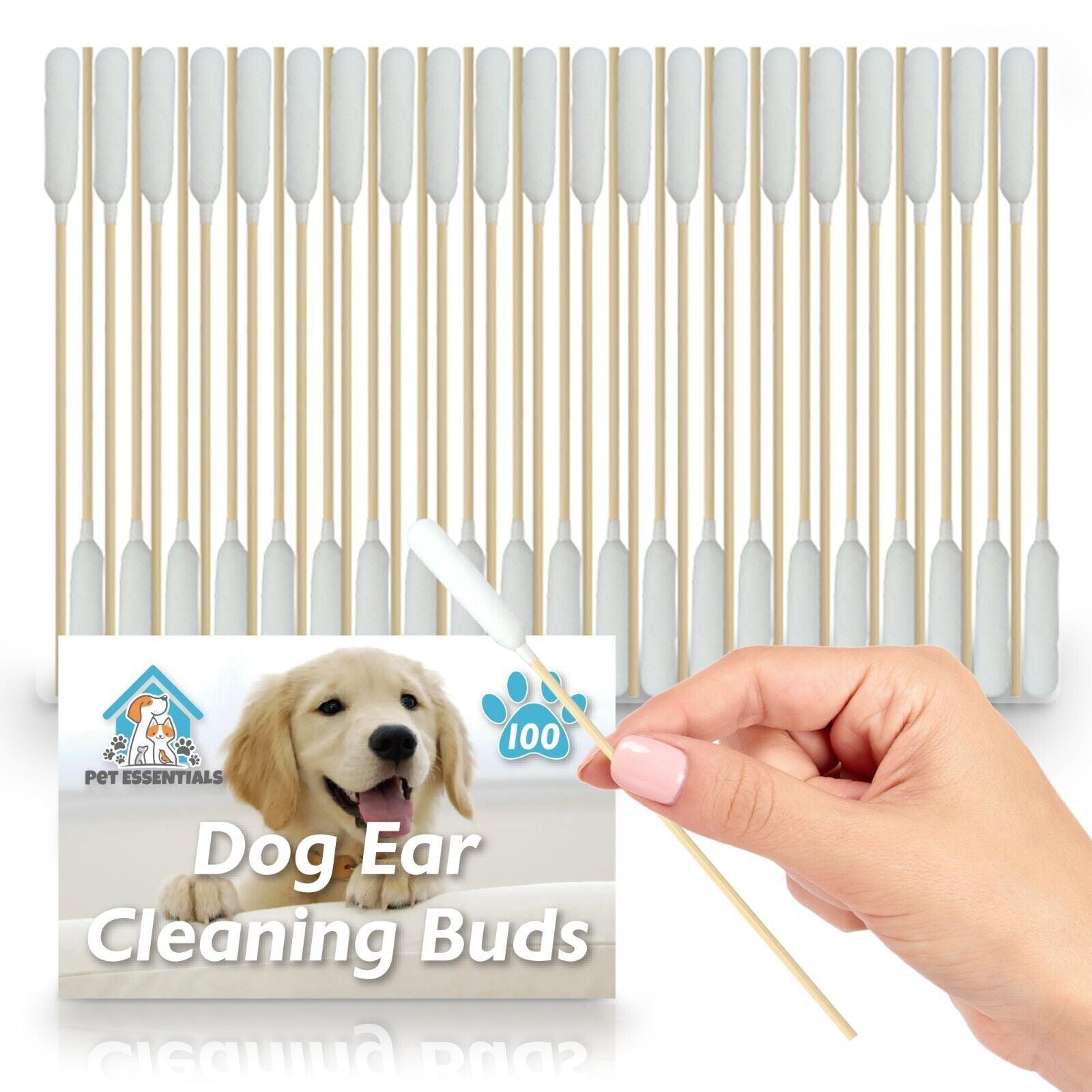 Extra Large Cotton Buds for Dog Ear Cleaning - 100-200 Pack, 15cm Long, Bamboo Material