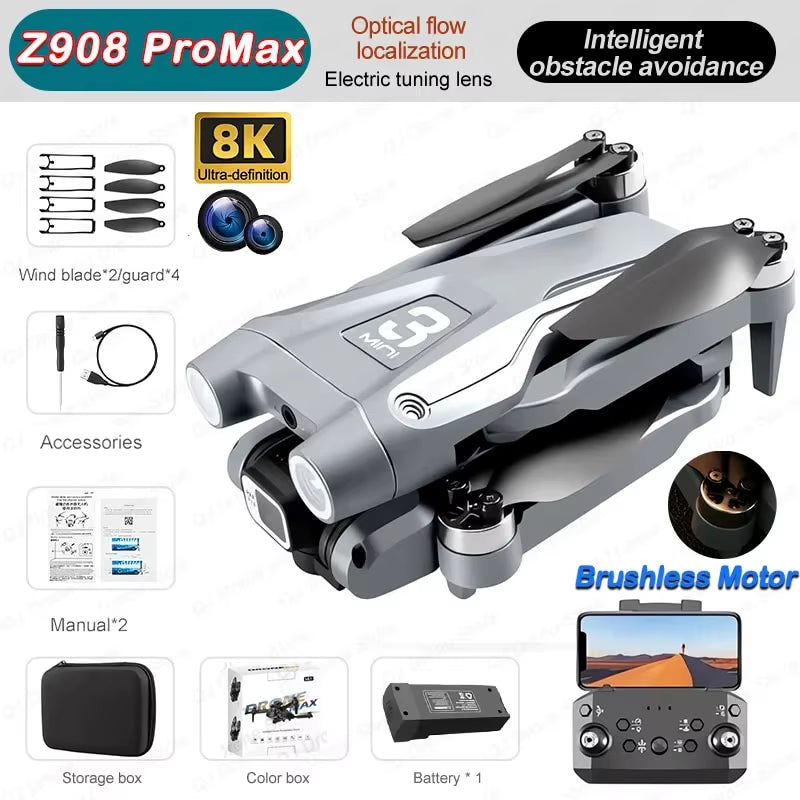 Z908 Pro Max Drone Professional 8K GPS Dual HD Aerial Photography FPV Brushless Obstacle Avoidance Quadcopter 9000M